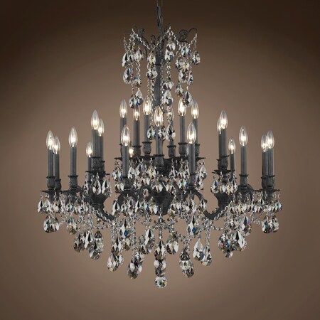 Traditional Versailles 24 Light 36" Crystal Chandelier, Dark Bronze Frame with Smoke European Tear Drop Crystals, Hanging Ceiling Light